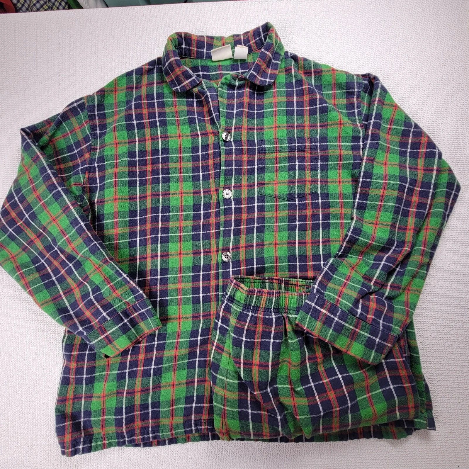 LL Bean Flannel Pajama Sleepwear Set Green Tartan Plaid Mens Size XL-Reg Cotton