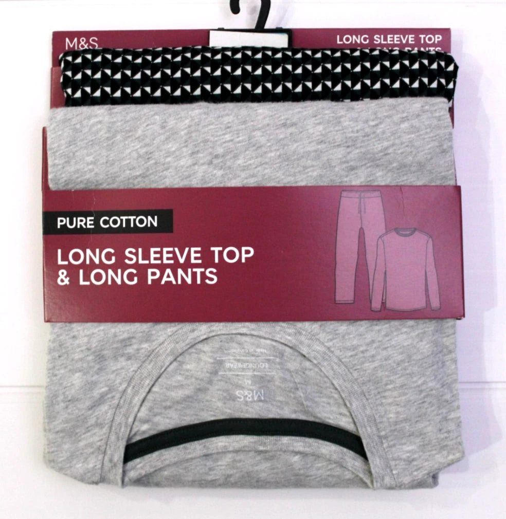 M & S Mens Pure Cotton Supersoft Pyjamas Loungewear Top & Long Pants ~S M XL XXL