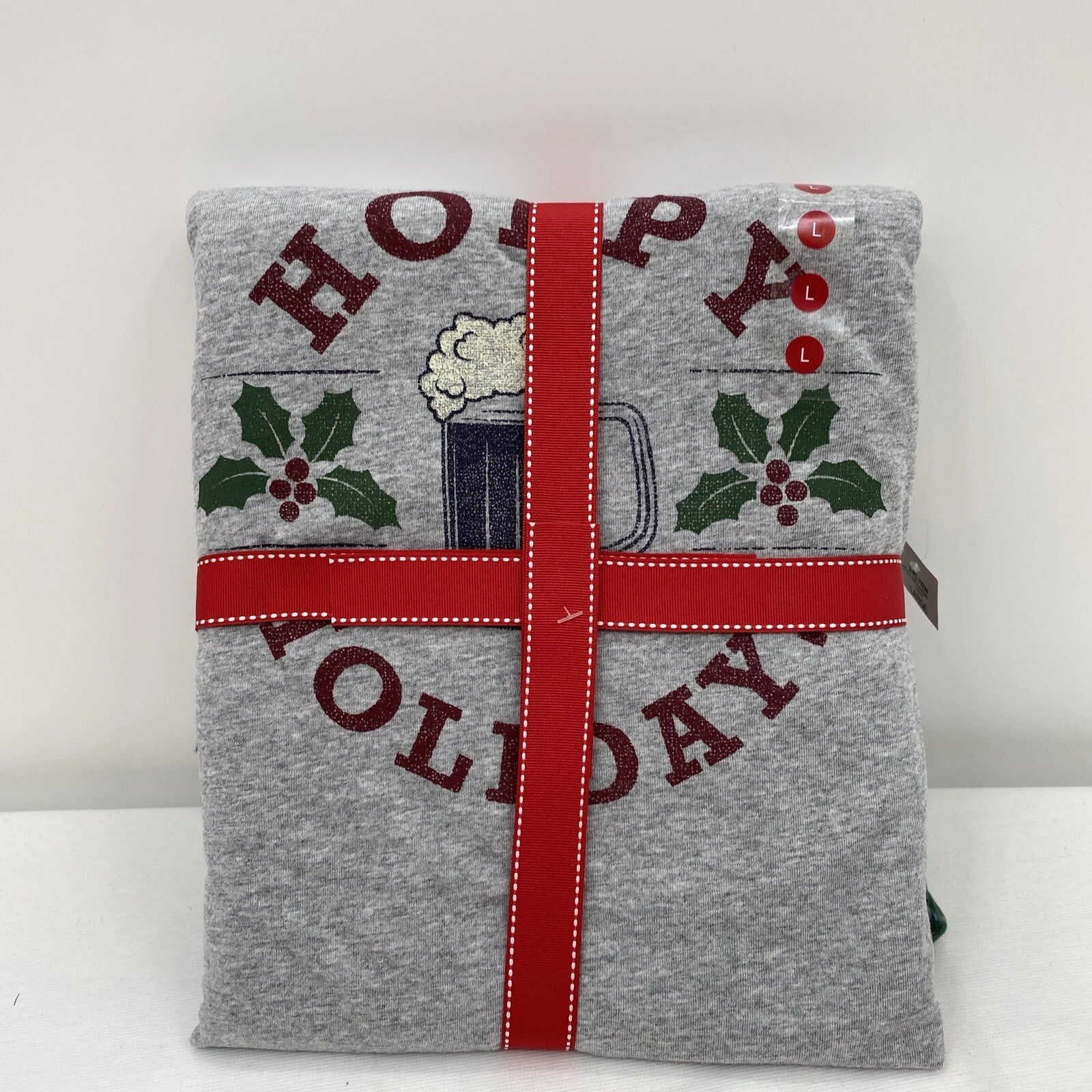 $60 Club Room Mens 2-Piece Pajama Set Hoppy Holidays Fleece Long Sleeve Size L