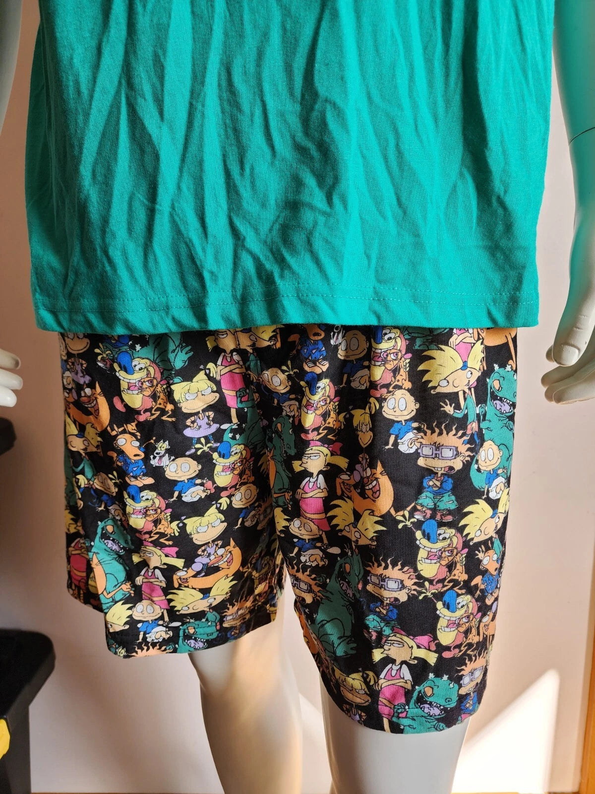 Nickelodeon Mens Old School 90s Cartoons Printed 2 Piece Pyjama Set Size XL New