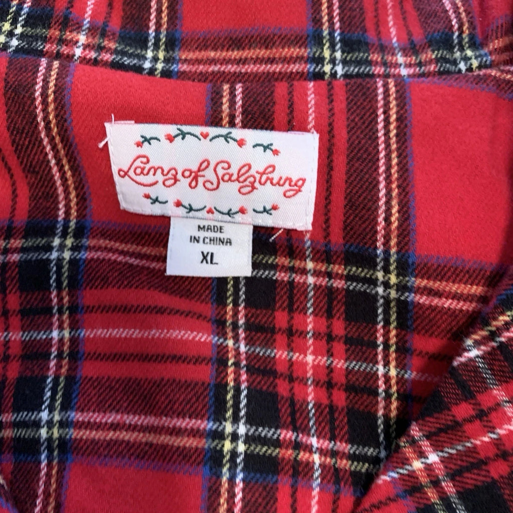 Lanz of Salzburg RED TARTAN PLAID 100% Cotton FLANNEL Men'x XL Pajama Set NWOT