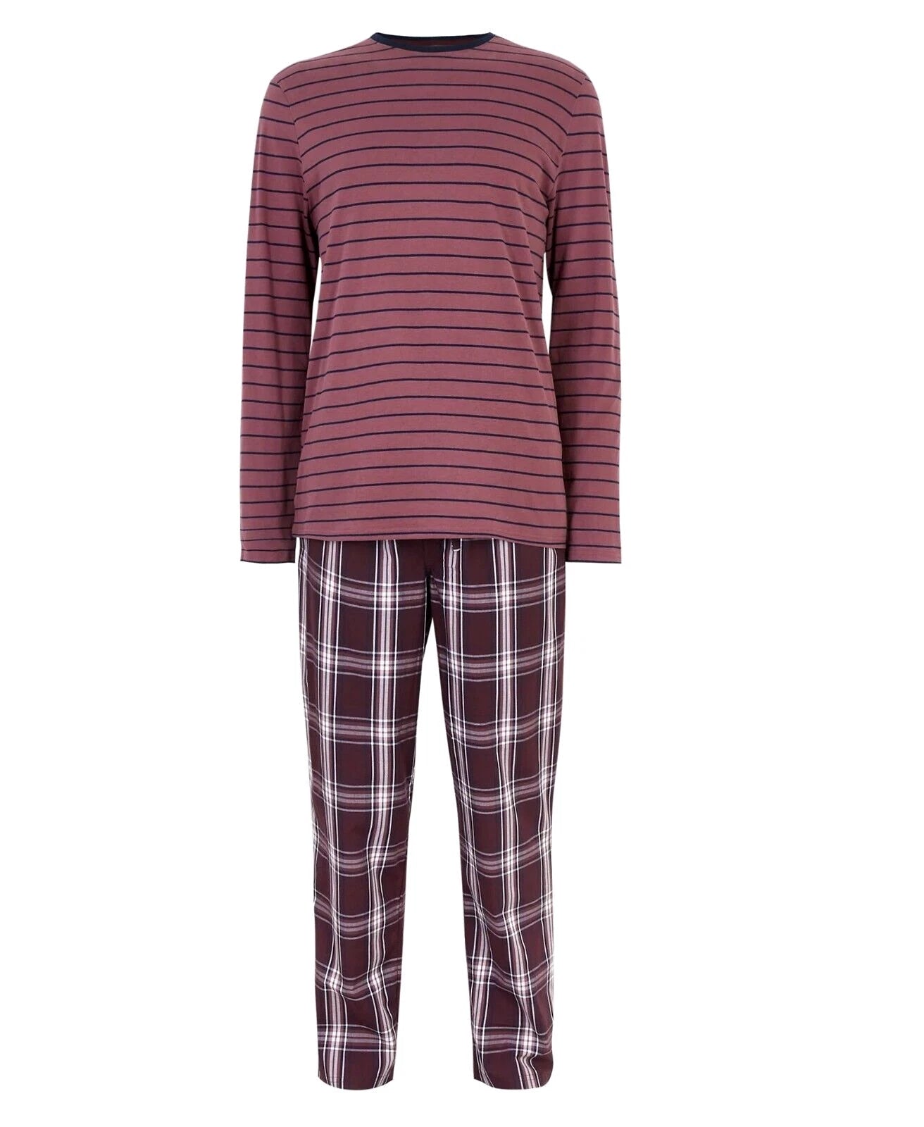 M&S Mens Pure Cotton Loungewear Long Sleeve Top&Long Pants Pyjamas Pj ~ Size XXL