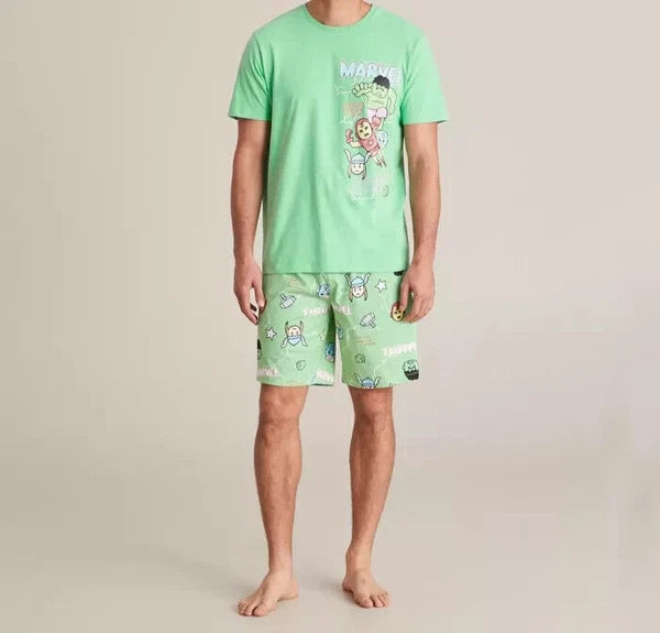MENS size S Green Marvel Cotton matching summer  pyjamas pjs Small  NEW A7231