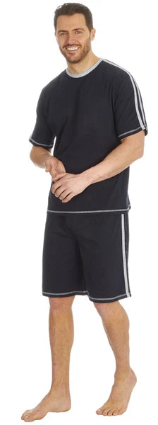 Cargo Bay Mens Short Sleeve Lounge Set with Contrast Stripe