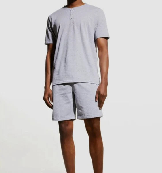 $98 Bedhead Men's Gray Henley Cotton Stretch Relaxed Sleepwear Pajama Set Size L