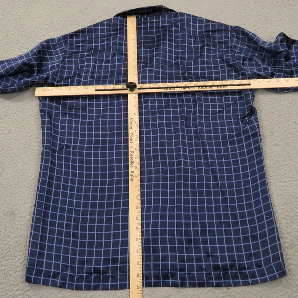 Daniel Hanson Silk Pyjama Set Mens XL Blue Check Shirt Pants Top Bottom Pajamas
