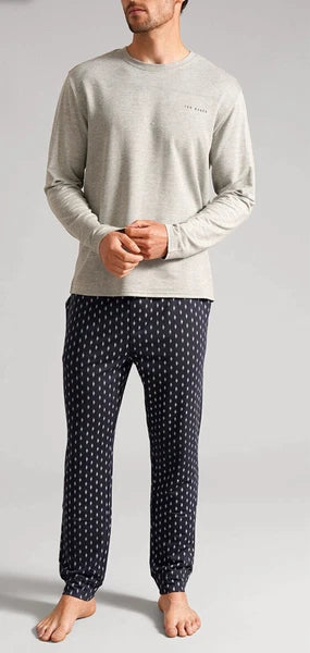 Ted Baker Mens Medium Long Sleeve 2 Piece / Sleepwear / Pyjama Set Grey & Blue