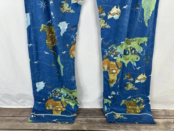 Bedhead Pajamas x Apollojets Pajama Set Mens Size XLXT Blue World Map Packable