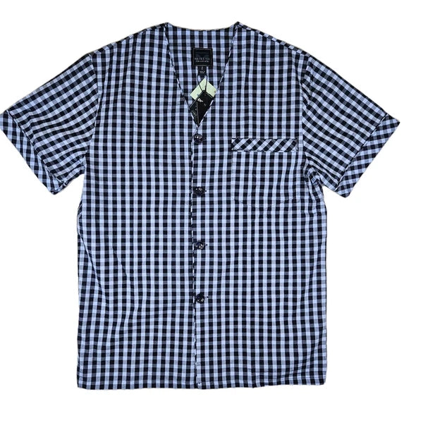 Majestic International Unisex Pajama Top And Short Set Size Small Blue Plaid