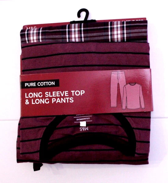 M&S Mens Pure Cotton Loungewear Long Sleeve Top&Long Pants Pyjamas Pj ~ Size XXL