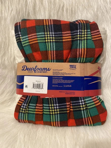 Dearfoams “Papa Bear” Pajamas Men’s Size Small Two Piece Pajama Set Plaid Pants