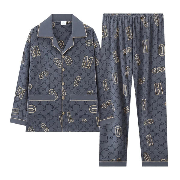 Men's Pajama Set, Long Sleeve Cotton Top + Pants Breathable Cozy Loungewear