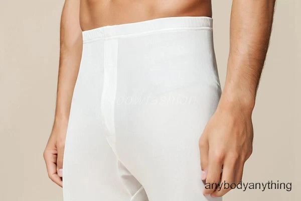 Men Mulberry Silk Thermal Long Johns Pajamas Underwear Baselayer Top&Bottom Set