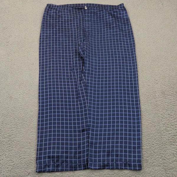 Daniel Hanson Silk Pyjama Set Mens XL Blue Check Shirt Pants Top Bottom Pajamas