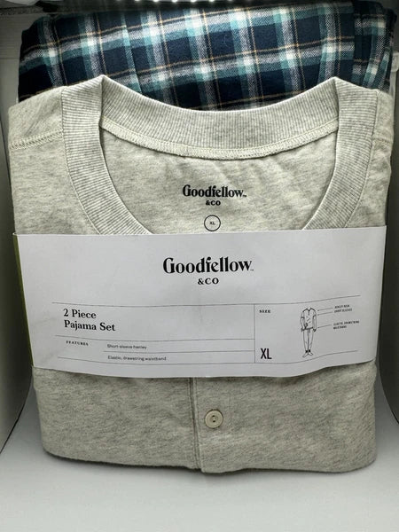 Goodfellow & Co - Men's 2 Piece Pajama Set - Gray/Green -XL