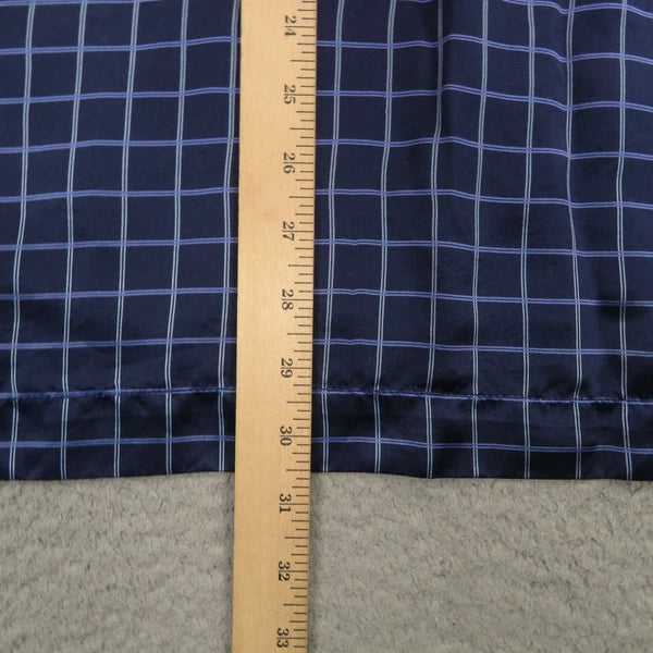 Daniel Hanson Silk Pyjama Set Mens XL Blue Check Shirt Pants Top Bottom Pajamas