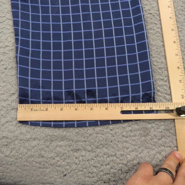 Daniel Hanson Silk Pyjama Set Mens XL Blue Check Shirt Pants Top Bottom Pajamas