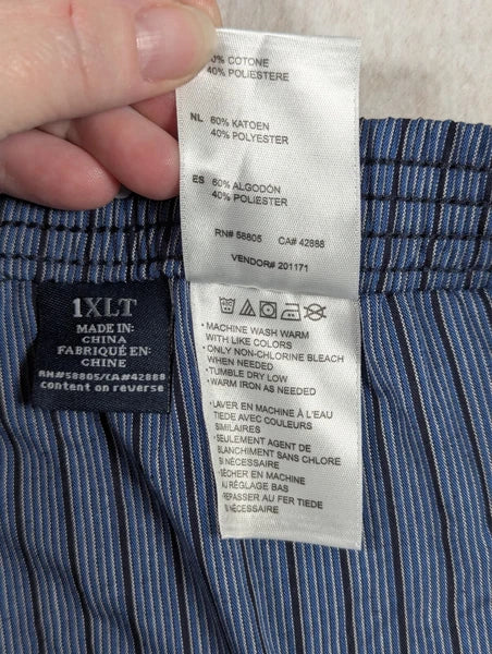Harbor Bay - Men's - Blue Black Stripe Pajama Set - Size: 1xlt