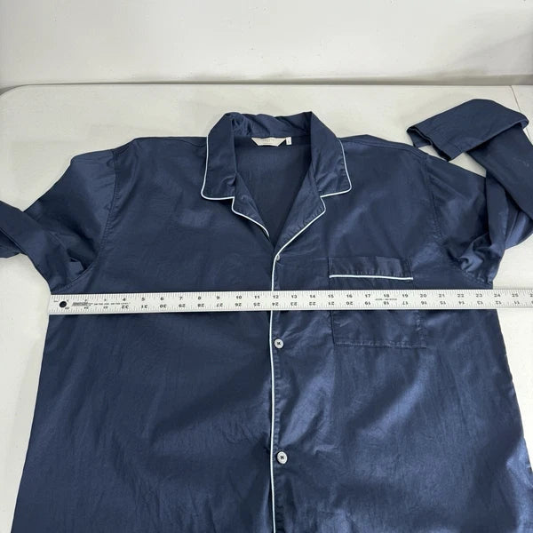 Frette Pajama Set Mens Large Blue 100% Cotton Made in Italy Sleepwear Lounge