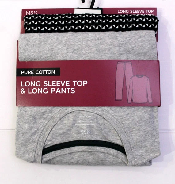 M & S Mens Pure Cotton Supersoft Pyjamas Loungewear Top & Long Pants ~S M XL XXL