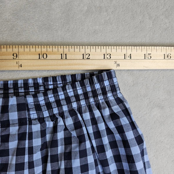 Majestic International Unisex Pajama Top And Short Set Size Small Blue Plaid