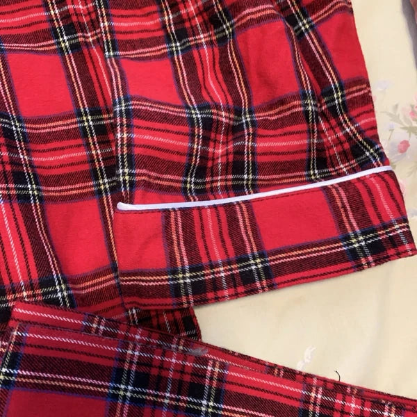 Lanz of Salzburg RED TARTAN PLAID 100% Cotton FLANNEL Men'x XL Pajama Set NWOT