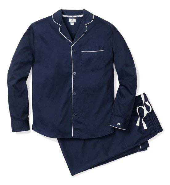 $118 NWT / PETITE PLUME Men's CLASSIC FLANNEL Navy Blue PAJAMA SET Size: LARGE