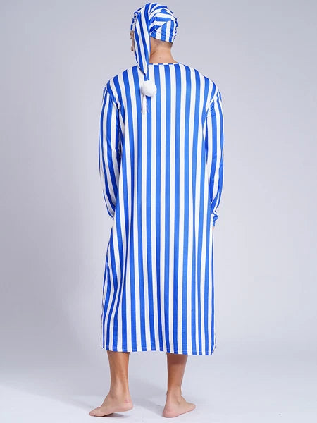 Mens Nightgowns Arabian Pajamas Striped Nightwear Loose Fit Up Cosplay Costume