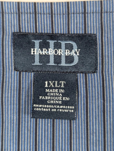 Harbor Bay - Men's - Blue Black Stripe Pajama Set - Size: 1xlt