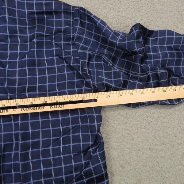 Daniel Hanson Silk Pyjama Set Mens XL Blue Check Shirt Pants Top Bottom Pajamas