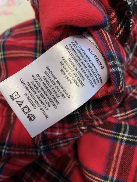 Lanz of Salzburg RED TARTAN PLAID 100% Cotton FLANNEL Men'x XL Pajama Set NWOT