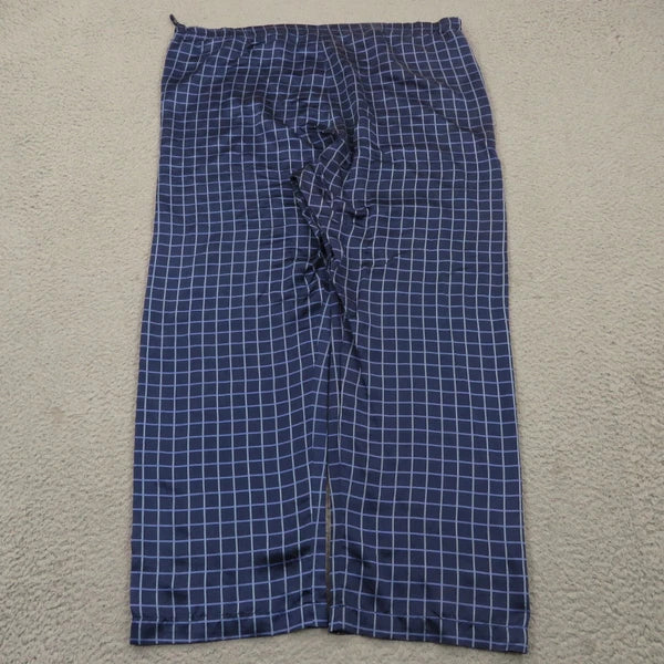 Daniel Hanson Silk Pyjama Set Mens XL Blue Check Shirt Pants Top Bottom Pajamas