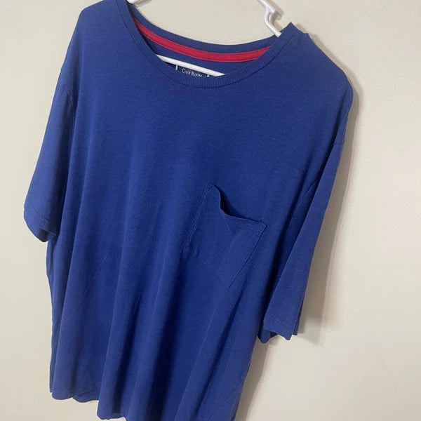 Club Room Men's Blue Cotton Short Sleeve Stretch Shirt Pajama Set XXL