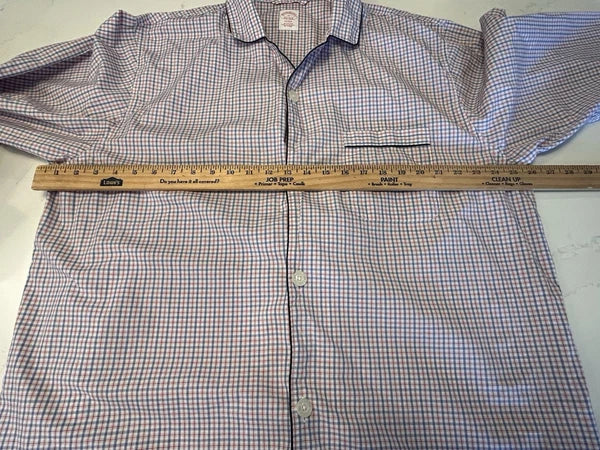 Brooks Brothers Plaid Blue White Red Plaid Pajamas Set Men's Size XL Cotton