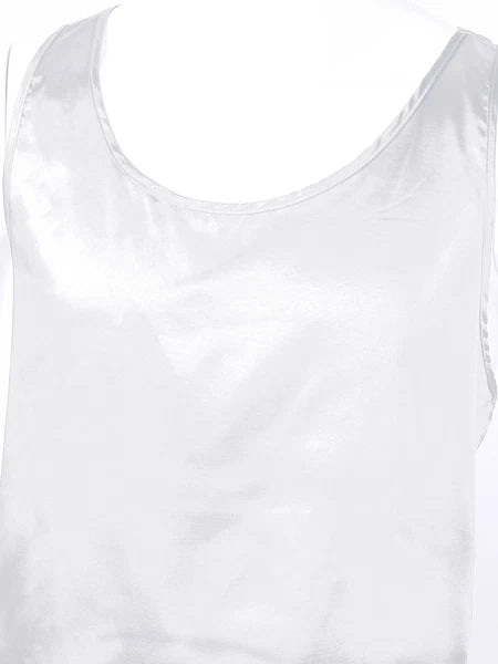Mens Pajama Set Silky Satin Sleepwear Smooth Tank Top and Shorts 2 Pieces Set