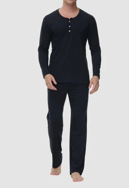 $64 Ink + Ivy Men's Black Henley Pajama Set Sleepwear Size L