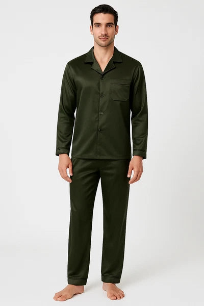 INC Mens Satin Pajama Set New L Green 2 pc Sleepwear Loungwear Night Suit PJ