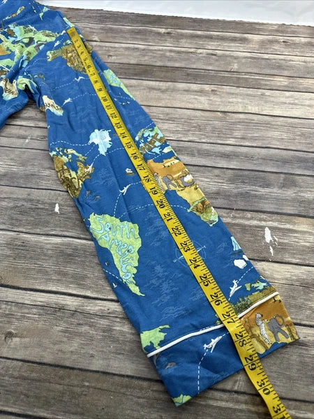 Bedhead Pajamas x Apollojets Pajama Set Mens Size XLXT Blue World Map Packable