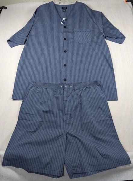 Harbor Bay - Men's - Blue Black Stripe Pajama Set - Size: 1xlt