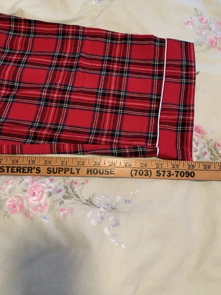Lanz of Salzburg RED TARTAN PLAID 100% Cotton FLANNEL Men'x XL Pajama Set NWOT