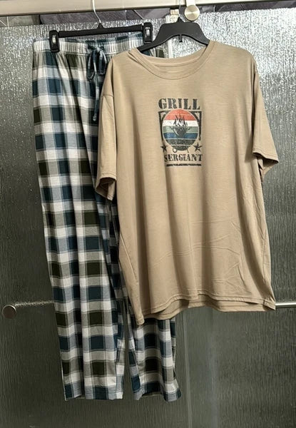 Grill Sergeant Pajama Set 26” P2P Bottoms Side Pockets 38x29 Mens XL Orig $48