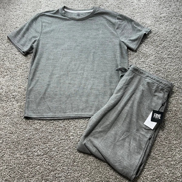 Frye Mens Gray Pajama Set XL Polyester Blend Shirt & Pants