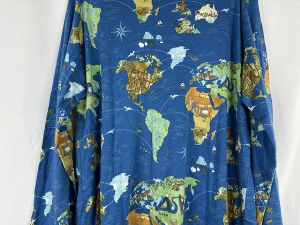 Bedhead Pajamas x Apollojets Pajama Set Mens Size XLXT Blue World Map Packable