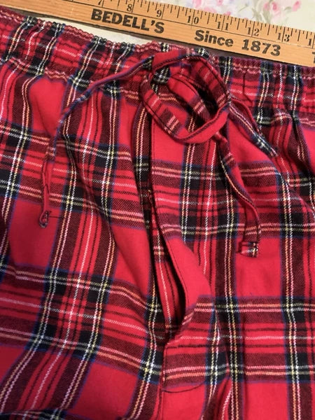 Lanz of Salzburg RED TARTAN PLAID 100% Cotton FLANNEL Men'x XL Pajama Set NWOT
