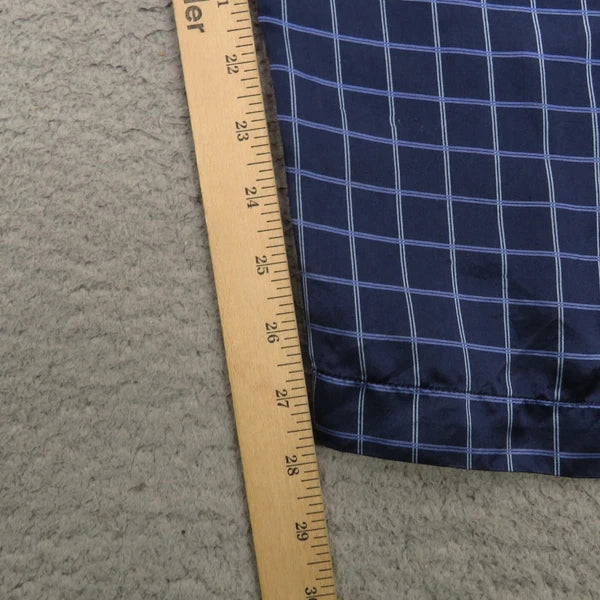 Daniel Hanson Silk Pyjama Set Mens XL Blue Check Shirt Pants Top Bottom Pajamas