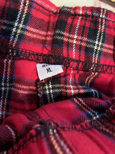 Lanz of Salzburg RED TARTAN PLAID 100% Cotton FLANNEL Men'x XL Pajama Set NWOT