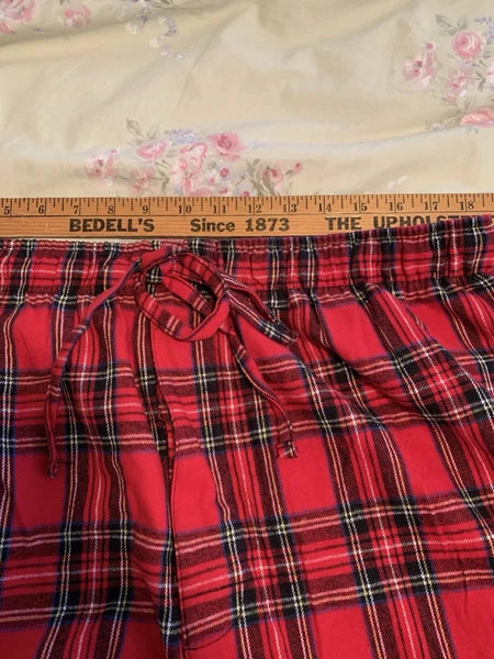 Lanz of Salzburg RED TARTAN PLAID 100% Cotton FLANNEL Men'x XL Pajama Set NWOT