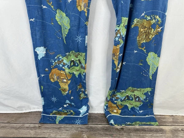 Bedhead Pajamas x Apollojets Pajama Set Mens Size XLXT Blue World Map Packable