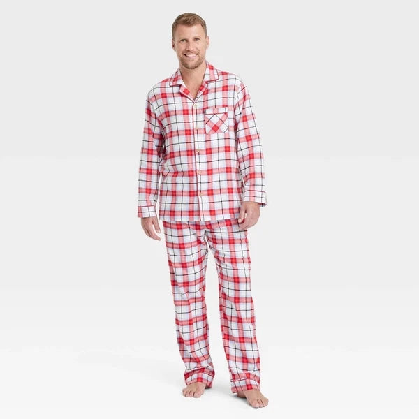 Men's Plaid Flannel Holiday Matching Family Pajama Set - Wondershop™ White L