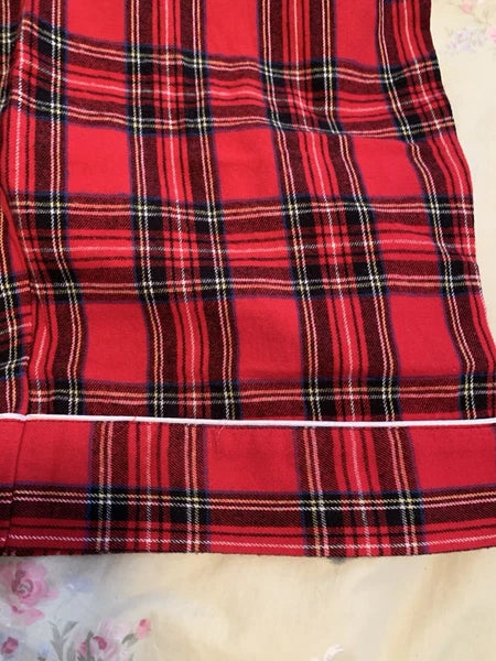 Lanz of Salzburg RED TARTAN PLAID 100% Cotton FLANNEL Men'x XL Pajama Set NWOT